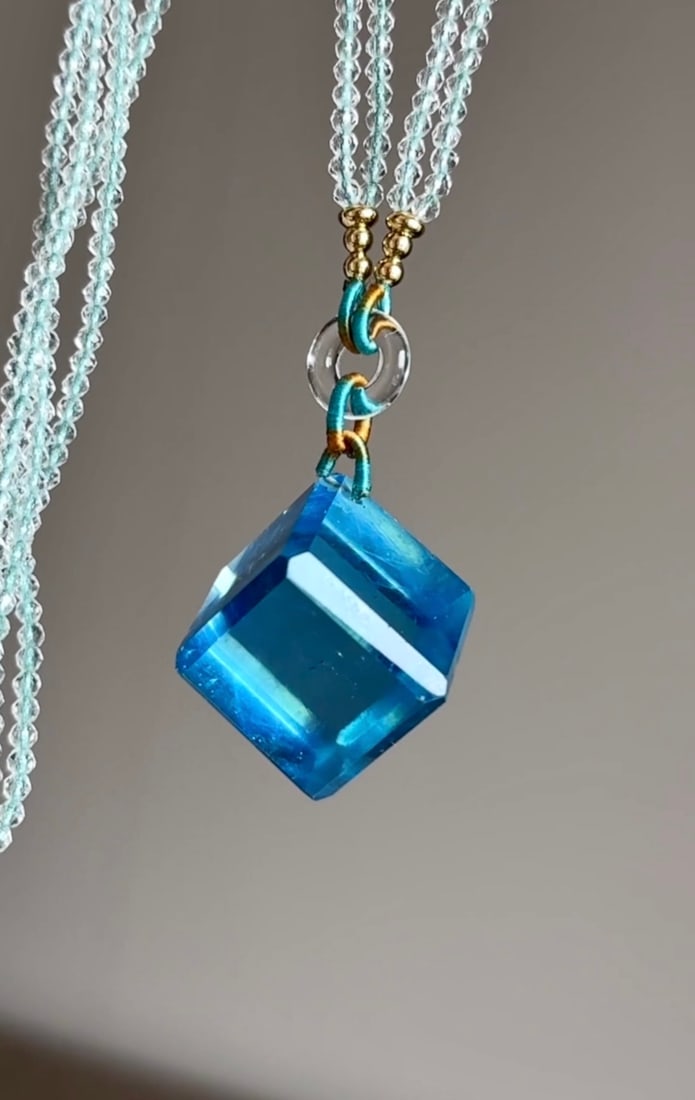 Natural Aquamarine Pendant - Square - 6