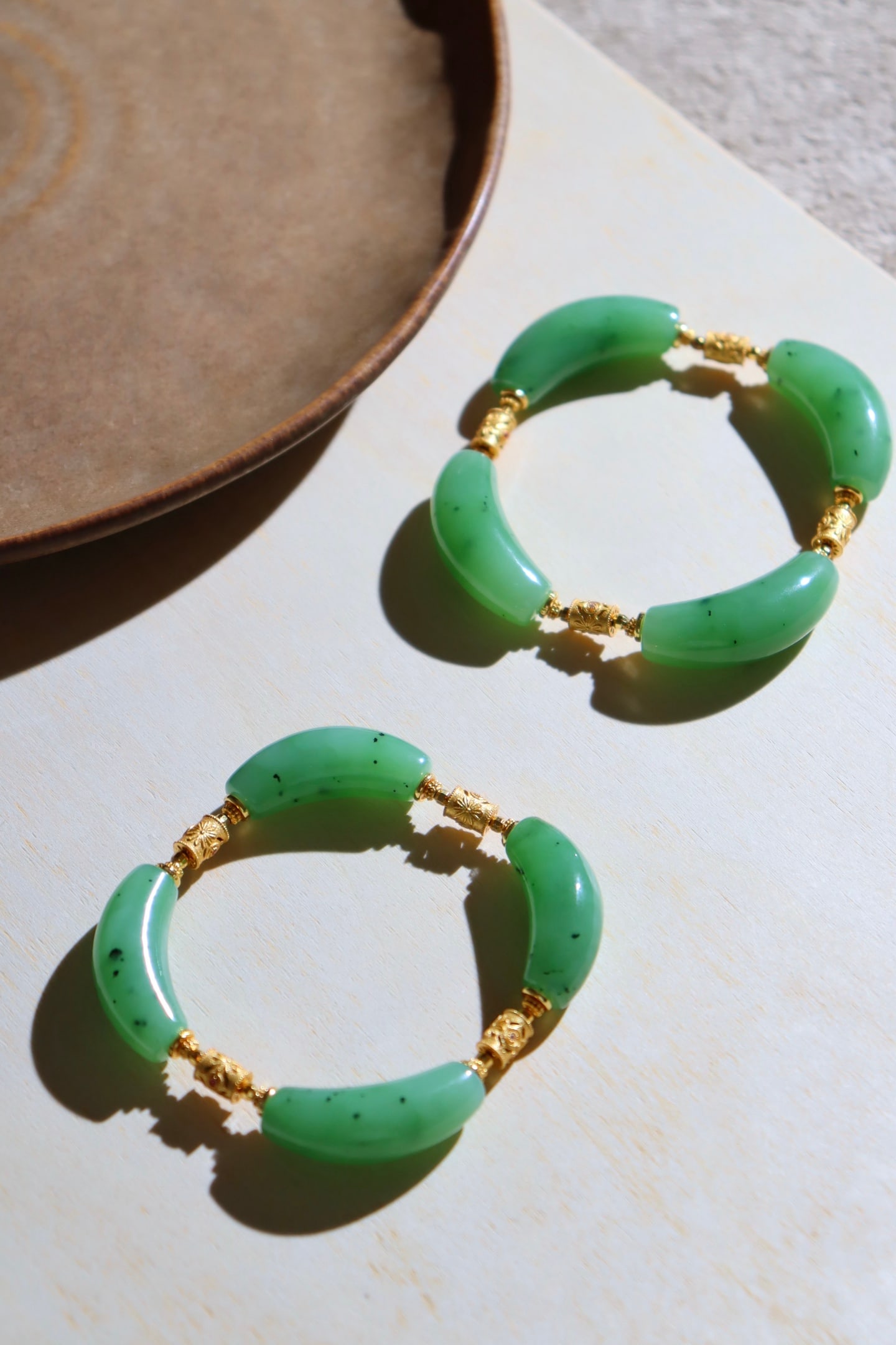 Green Hetian Jade & Silver Bracelet Bangle - 2