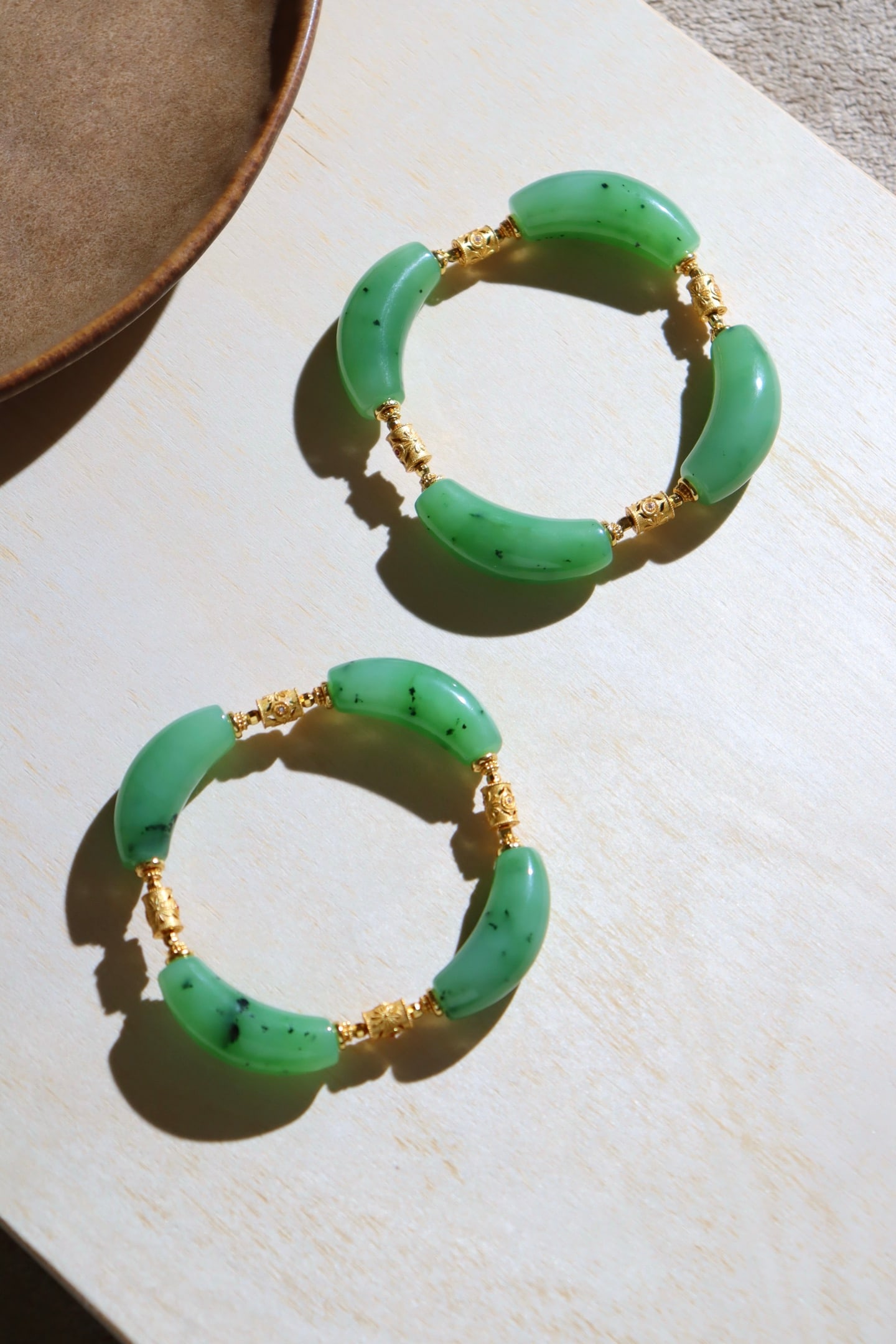 Green Hetian Jade & Silver Bracelet Bangle - 3