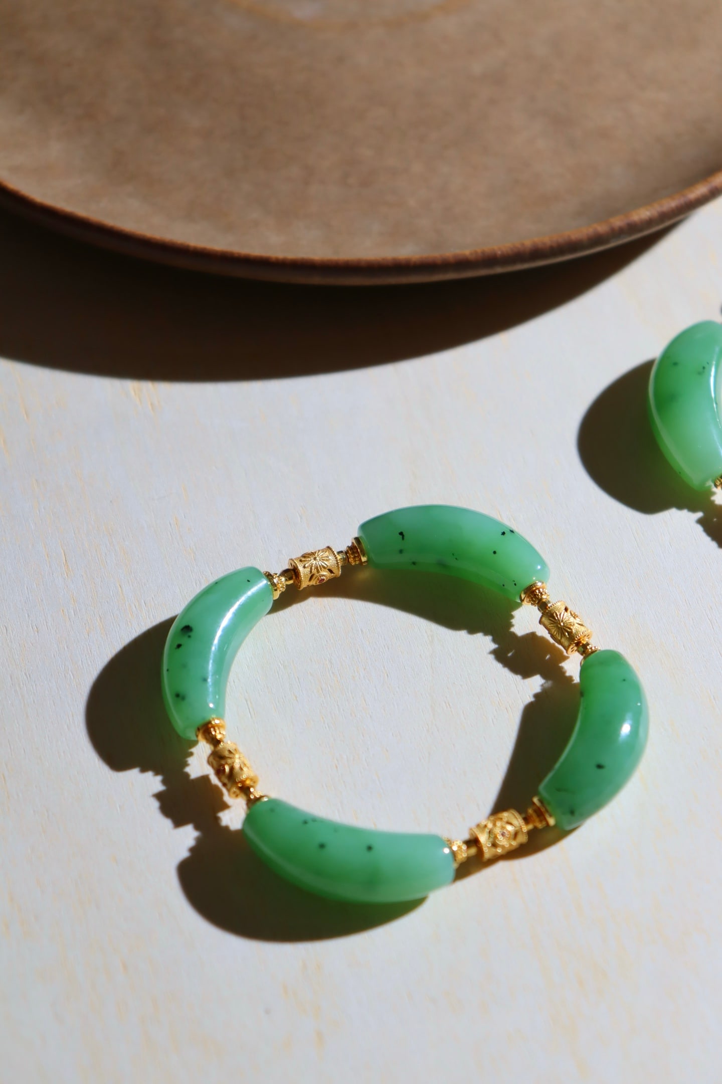 Green Hetian Jade & Silver Bracelet Bangle - 4