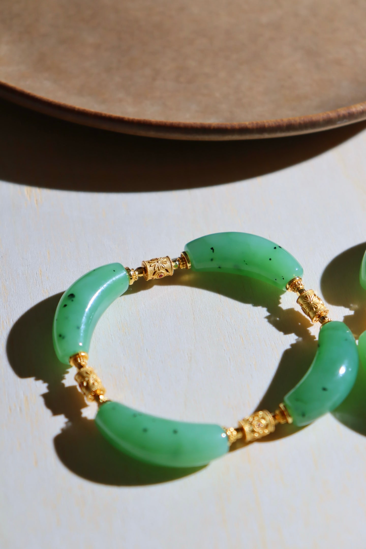Green Hetian Jade & Silver Bracelet Bangle - 5