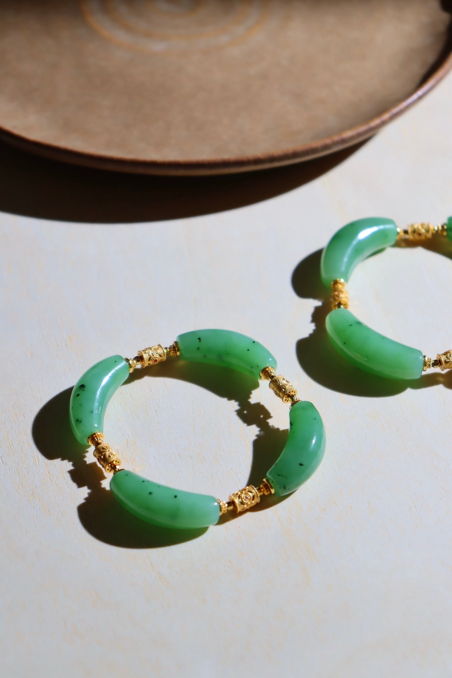 Green Hetian Jade & Silver Bracelet Bangle - 6
