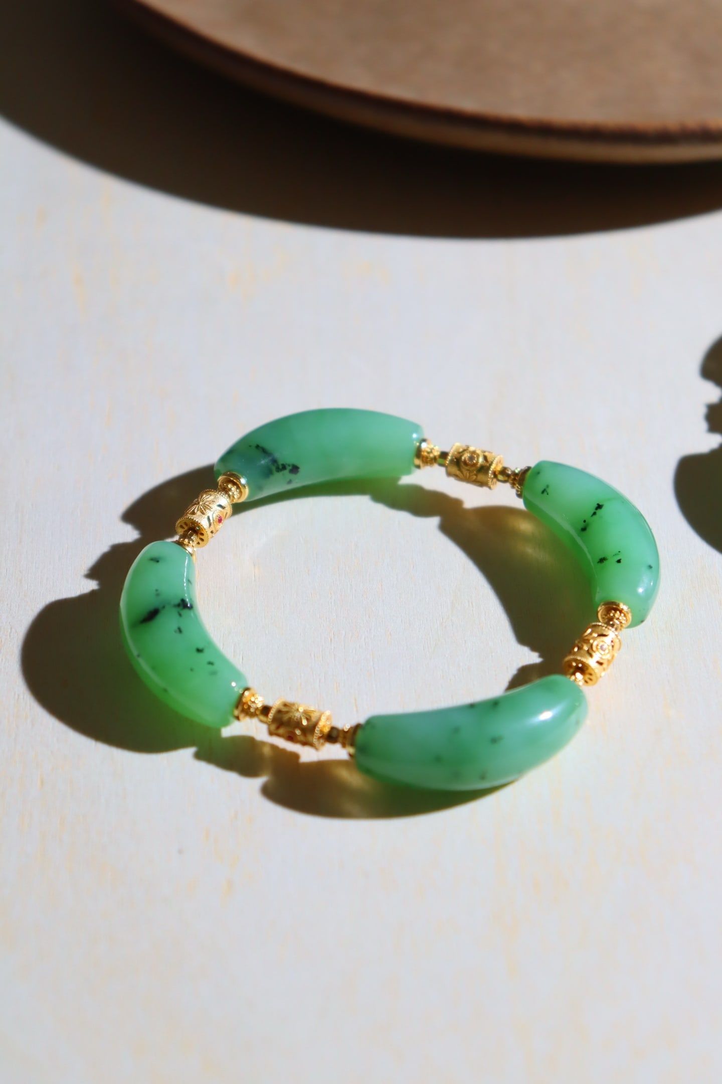 Green Hetian Jade & Silver Bracelet Bangle - 7