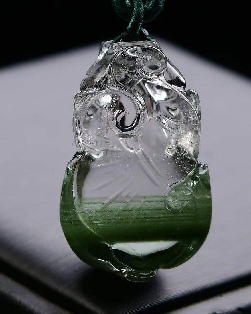 Natural Green Crystal Pendant - Pixiu - 2