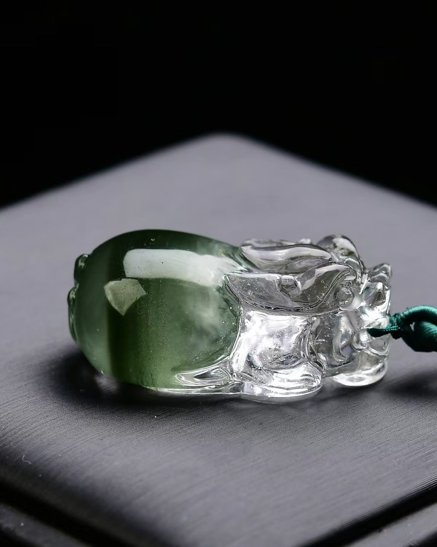 Natural Green Crystal Pendant - Pixiu - 3
