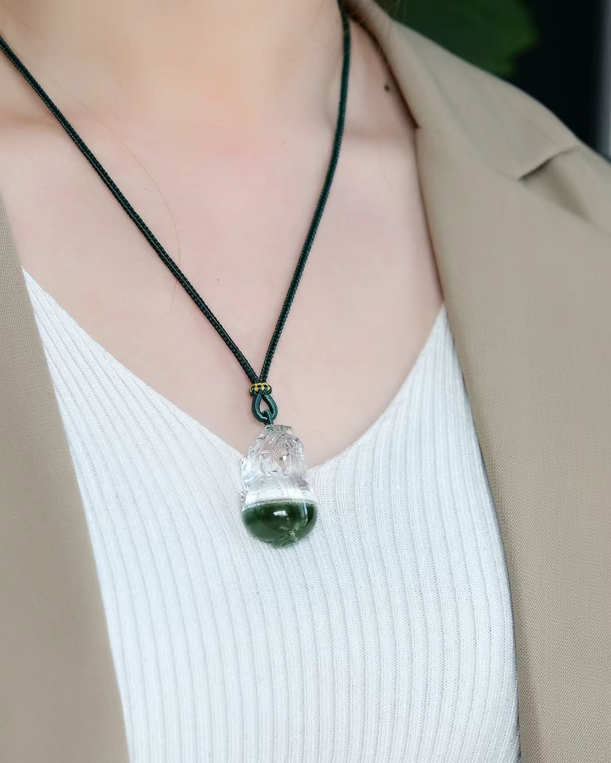 Natural Green Crystal Pendant - Pixiu - 5