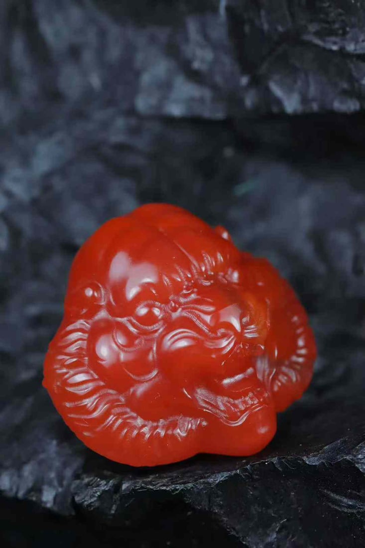 Nanhong Agate Pendant - Tiger Head - 2