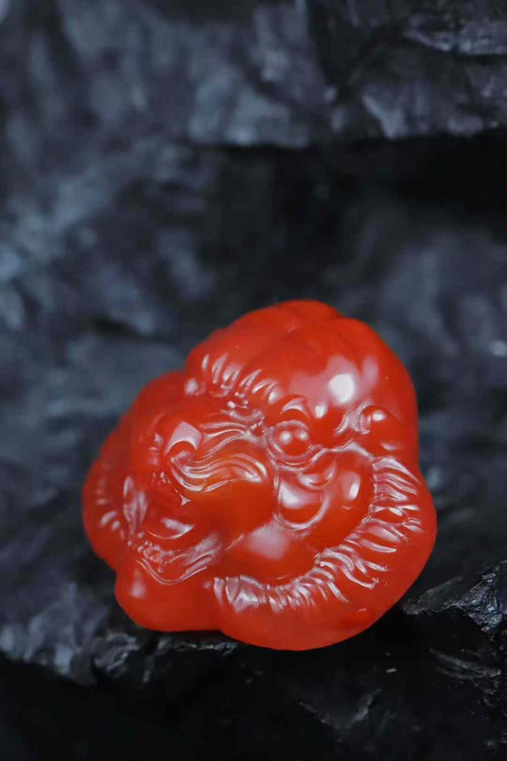 Nanhong Agate Pendant - Tiger Head - 4