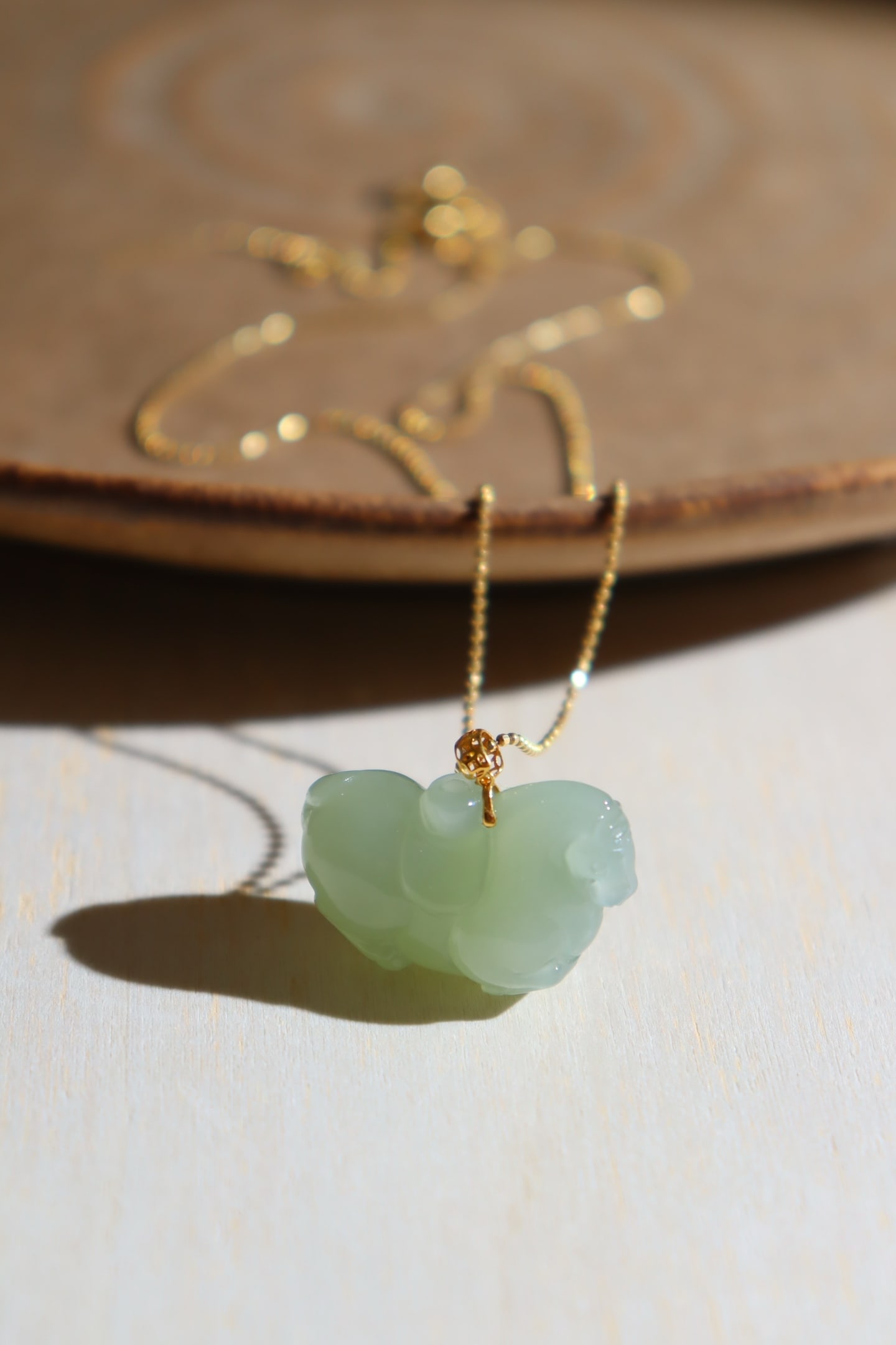 18K Gold Inlay Hetian Jade Horse Pendant - 2