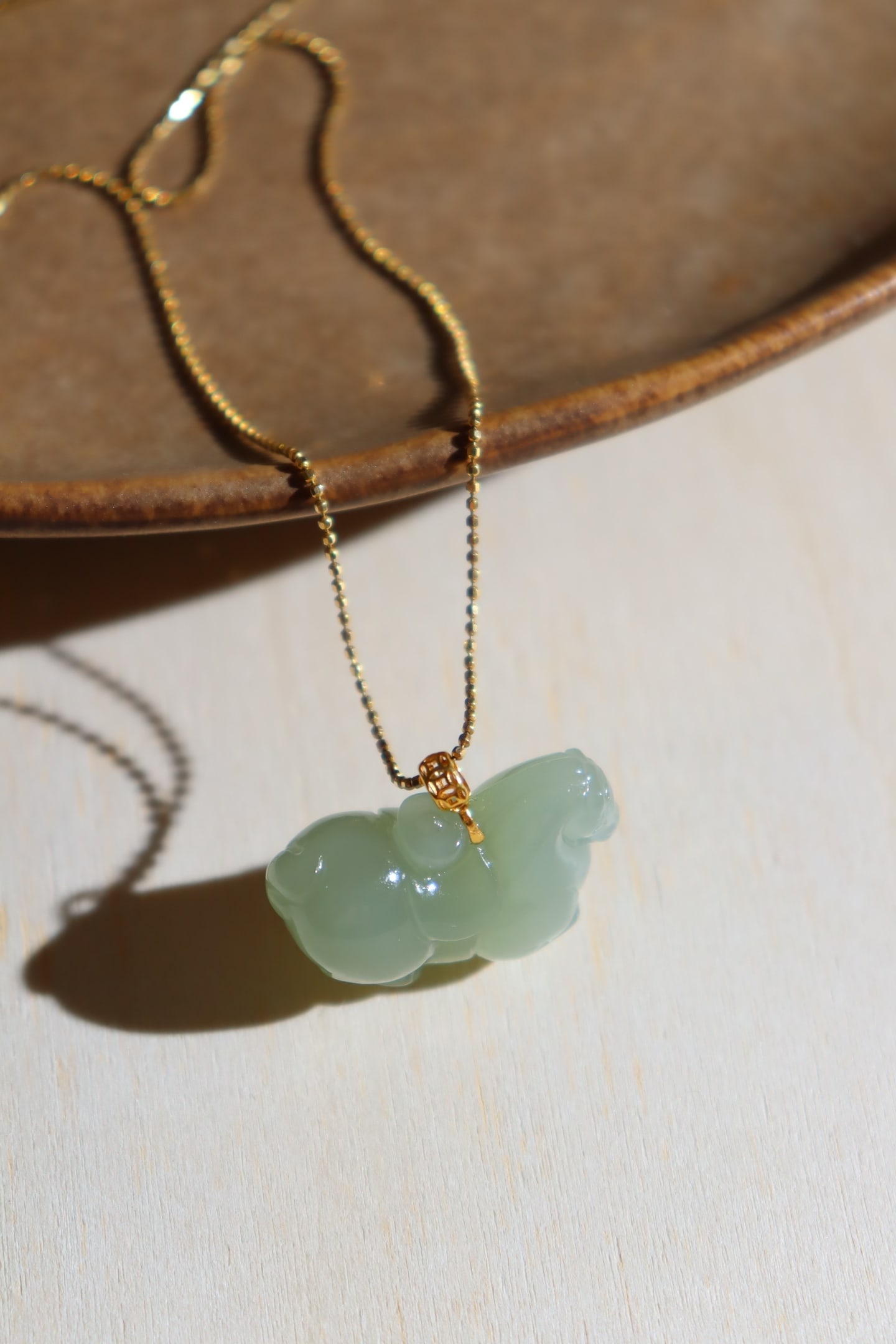 18K Gold Inlay Hetian Jade Horse Pendant - 3