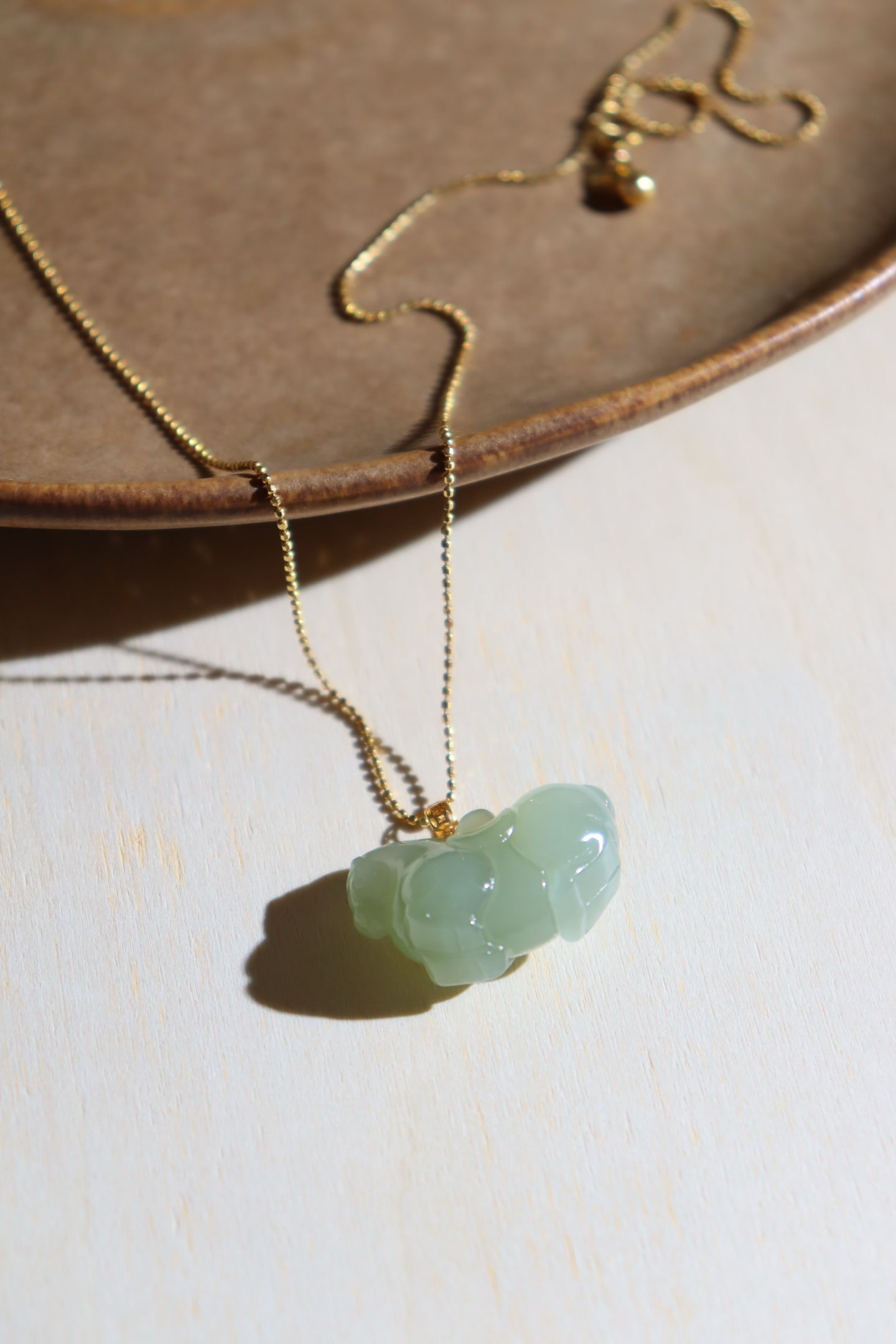 18K Gold Inlay Hetian Jade Horse Pendant - 4