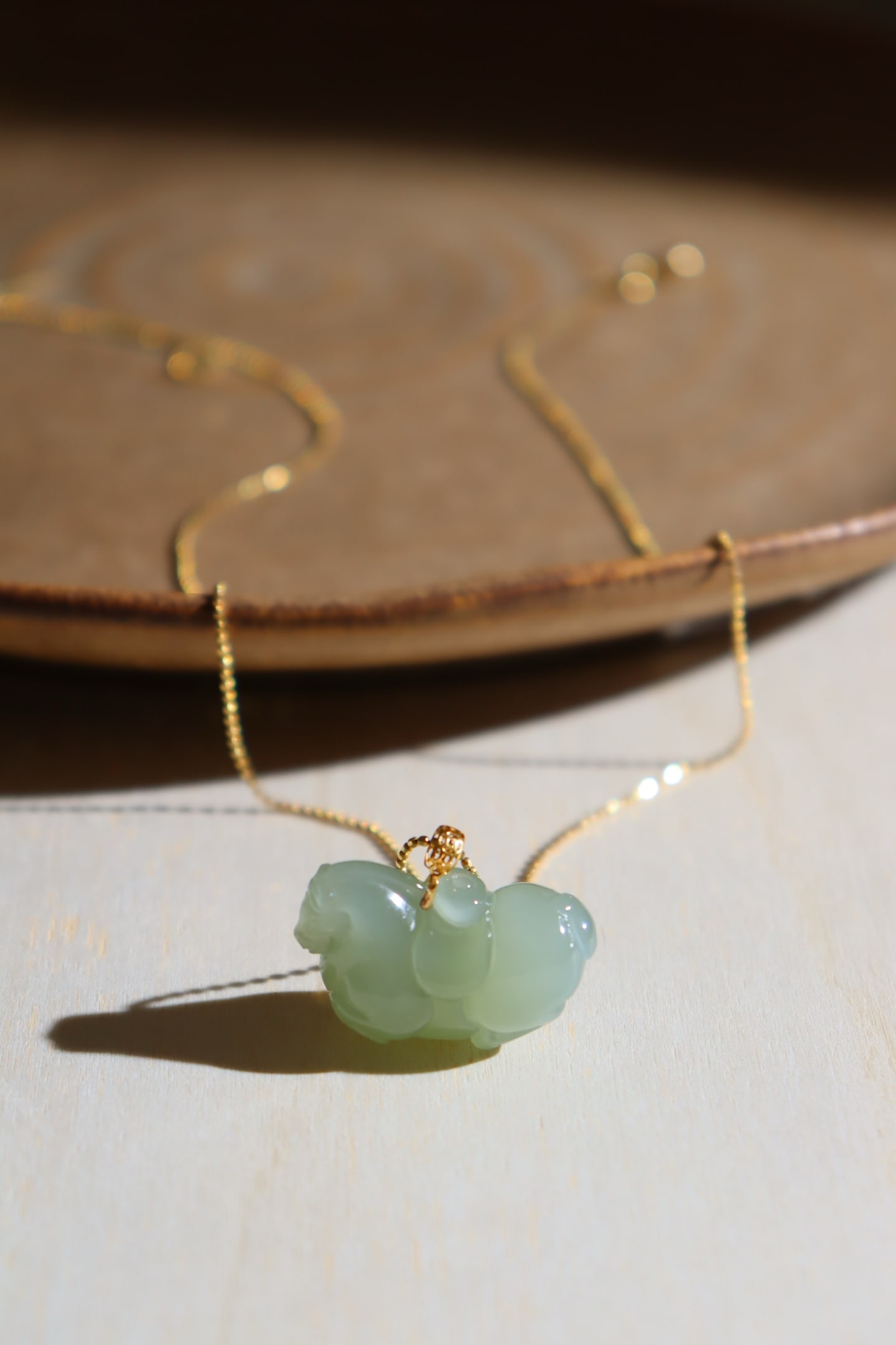 18K Gold Inlay Hetian Jade Horse Pendant - 5