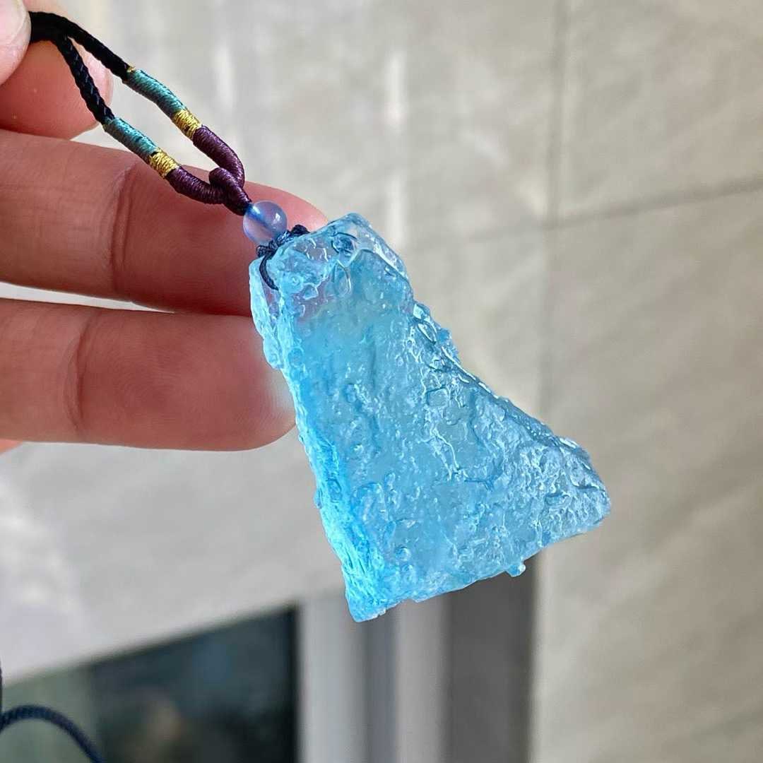 Natural Aquamarine Original Stone Pendant - 2