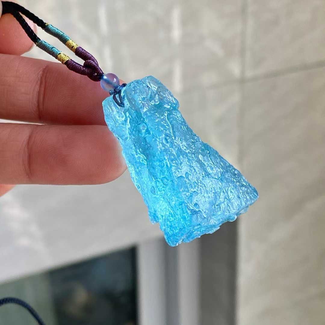 Natural Aquamarine Original Stone Pendant - 3