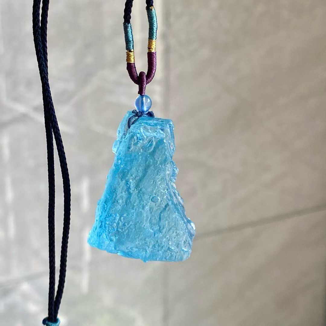 Natural Aquamarine Original Stone Pendant - 7