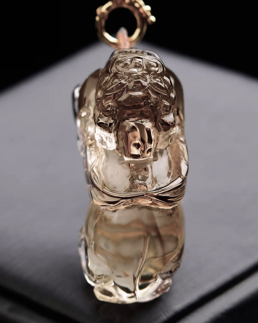 Citrine Hand-Carved Beast Pendant with Certificate - 3
