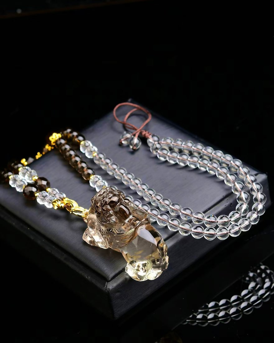 Citrine Hand-Carved Beast Pendant with Certificate - 5