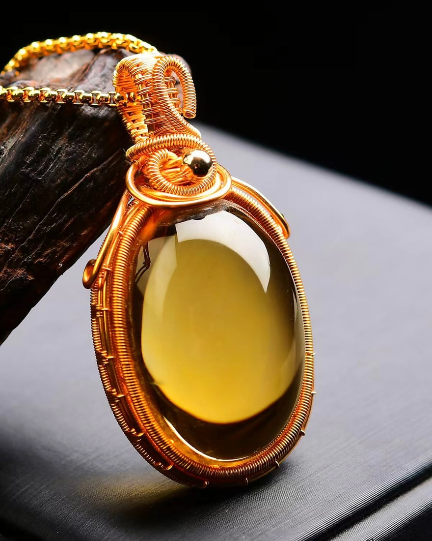 Silver Inlay Yellow Citrine Pendant - 3