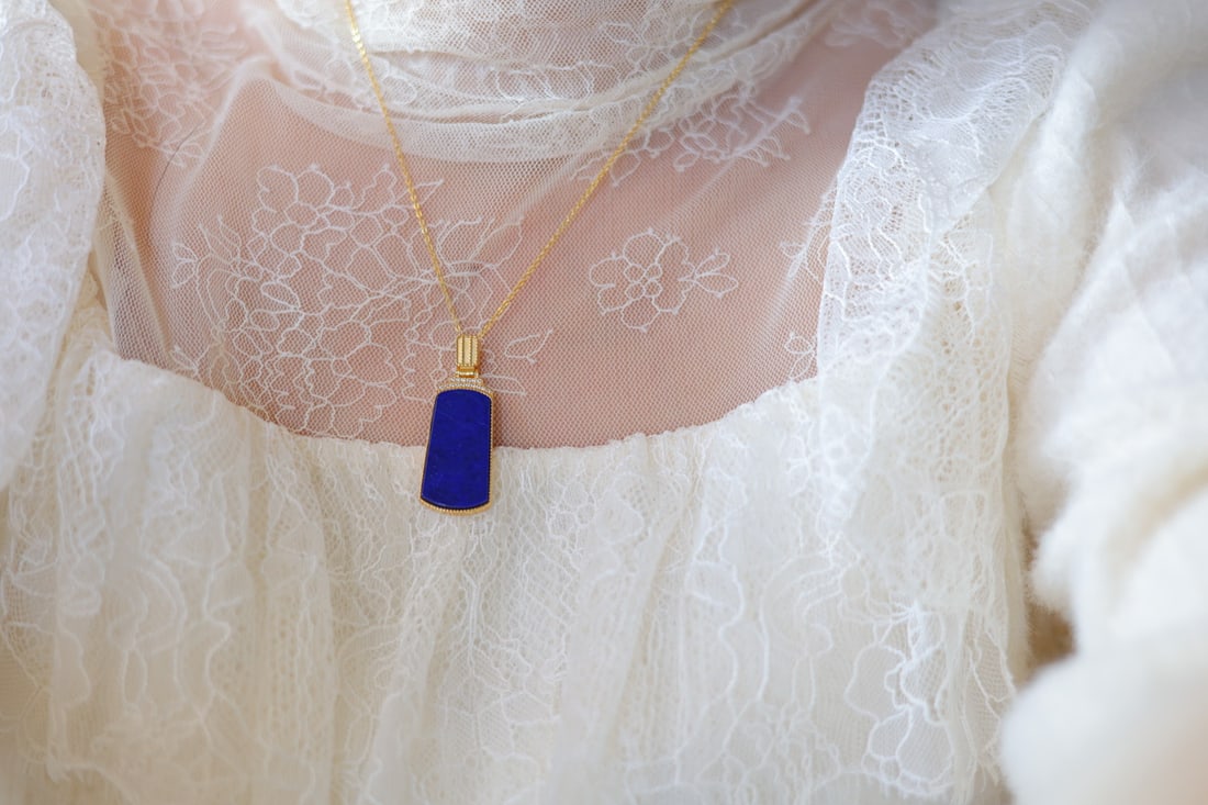 Silver Inlay Lapis Lazuli Pendant - 3