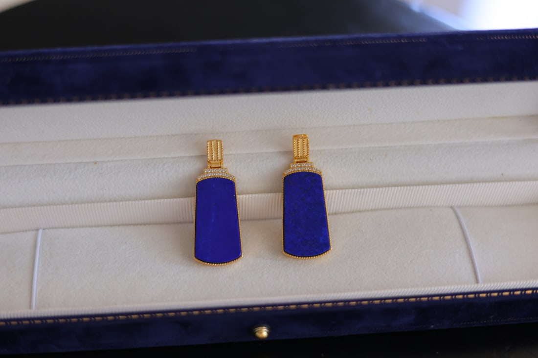 Silver Inlay Lapis Lazuli Pendant - 5