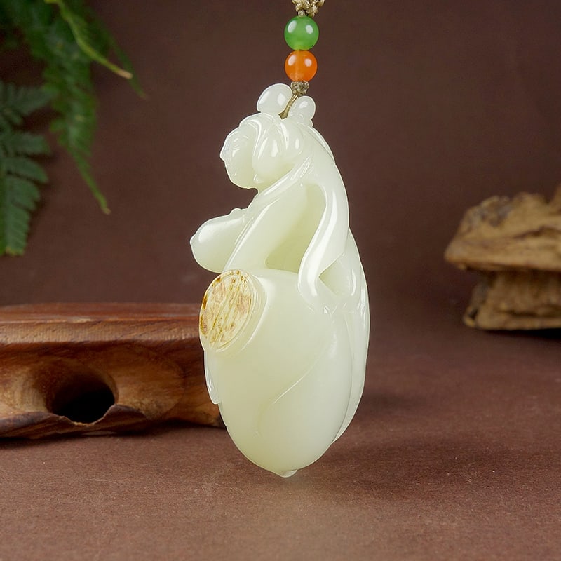 Hetian Jade Hand-Carved Naked Woman Pendant with Certificate - 4