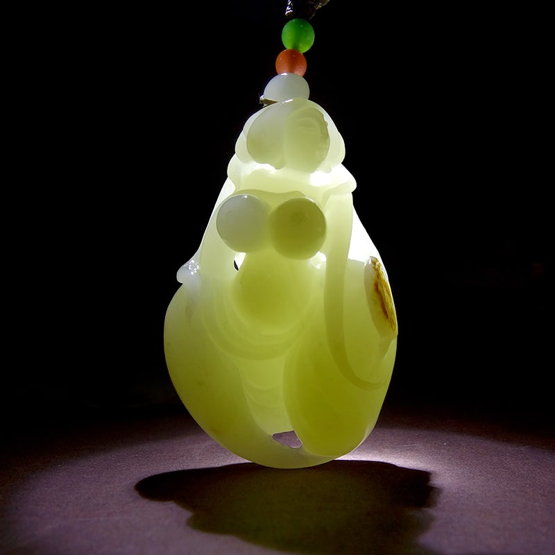 Hetian Jade Hand-Carved Naked Woman Pendant with Certificate - 6