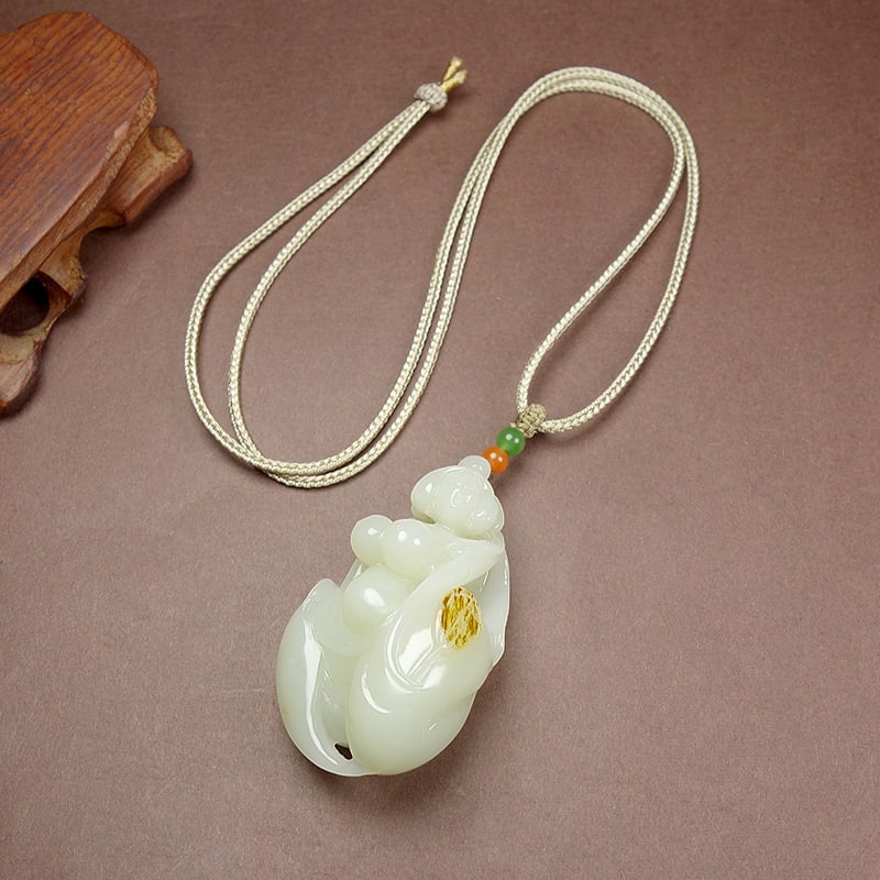 Hetian Jade Hand-Carved Naked Woman Pendant with Certificate - 7