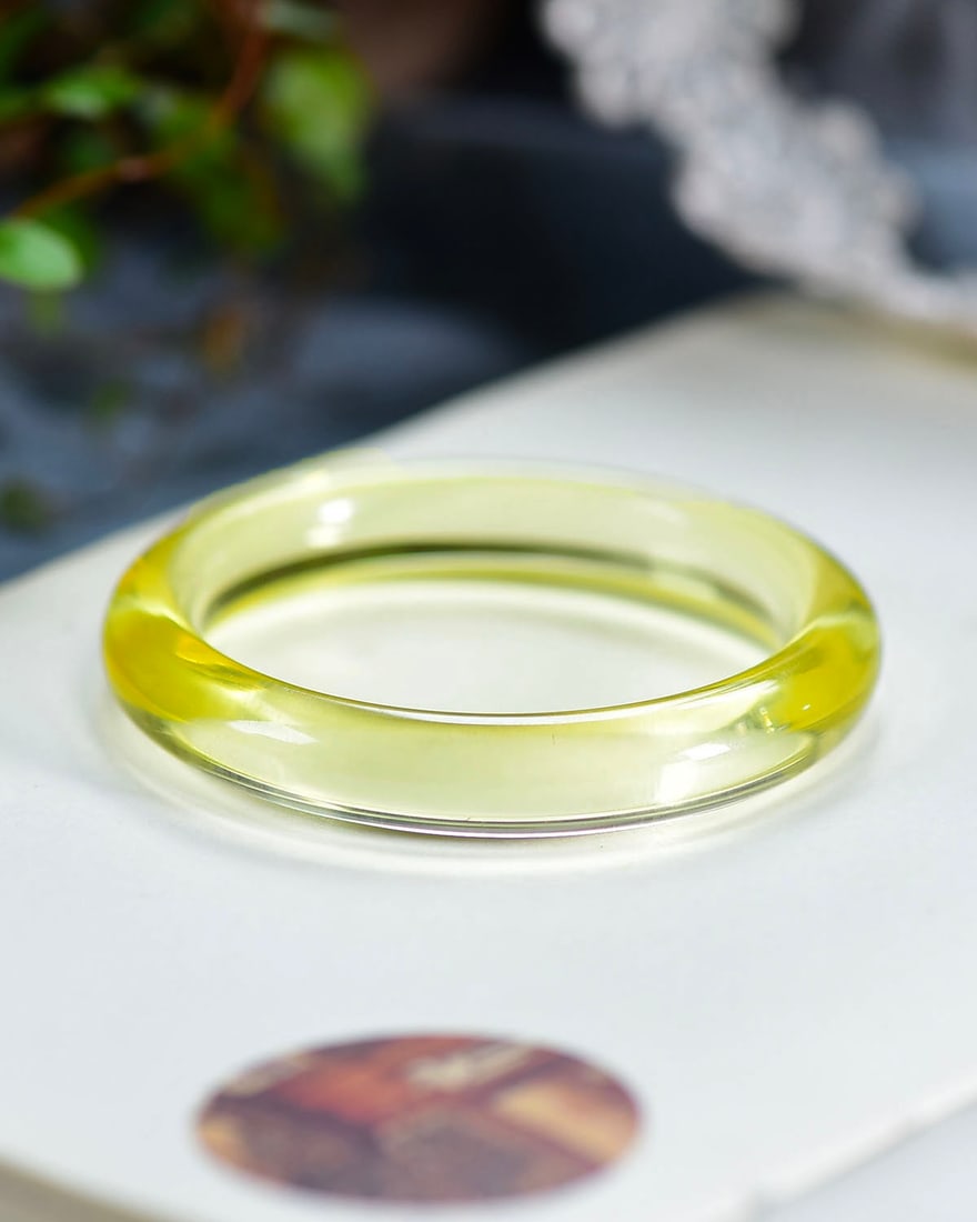 Inside Diameter 54.5mm Yellow Crystal Bracelet Bangle with Certificate - 2