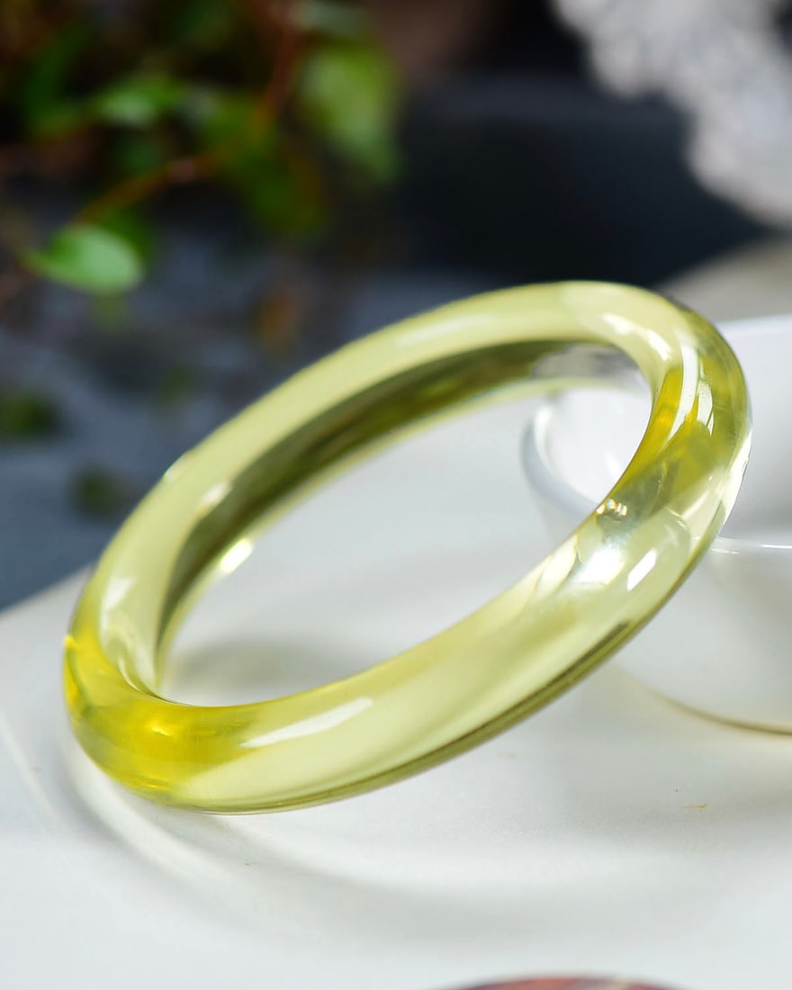 Inside Diameter 54.5mm Yellow Crystal Bracelet Bangle with Certificate - 3