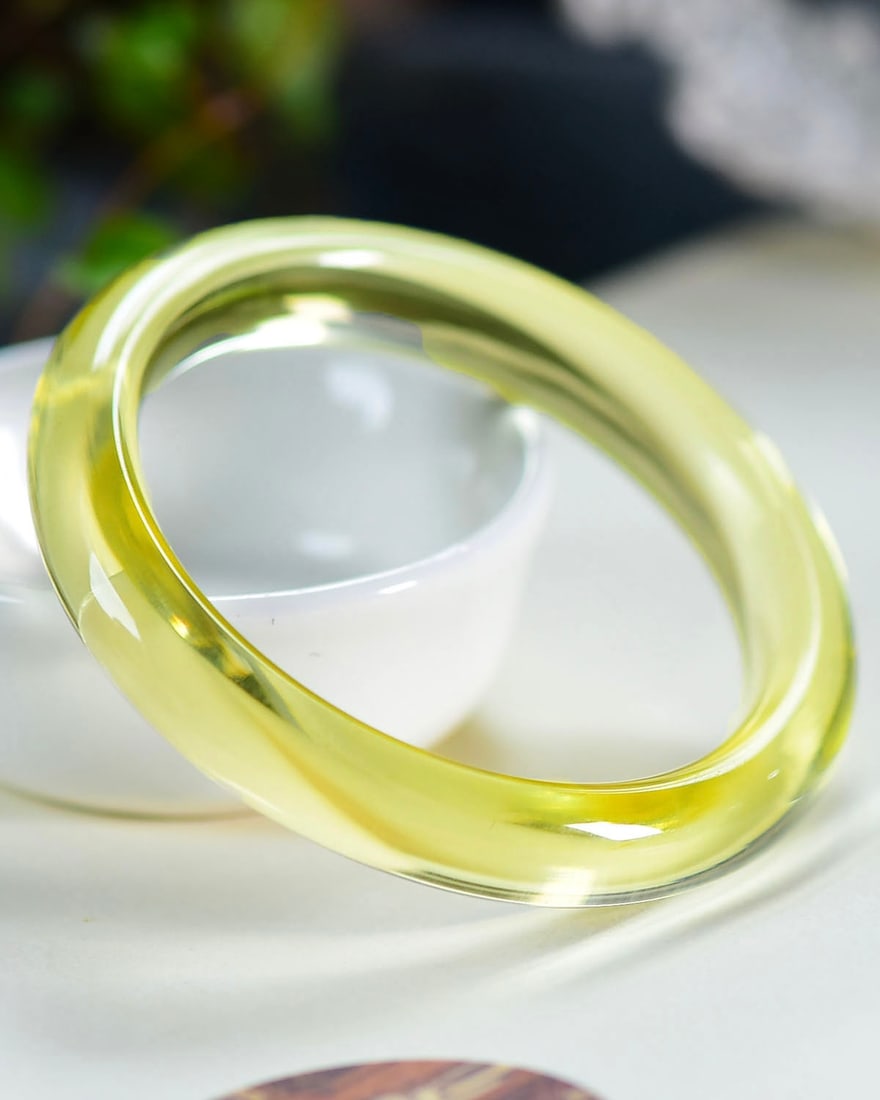 Inside Diameter 54.5mm Yellow Crystal Bracelet Bangle with Certificate - 4