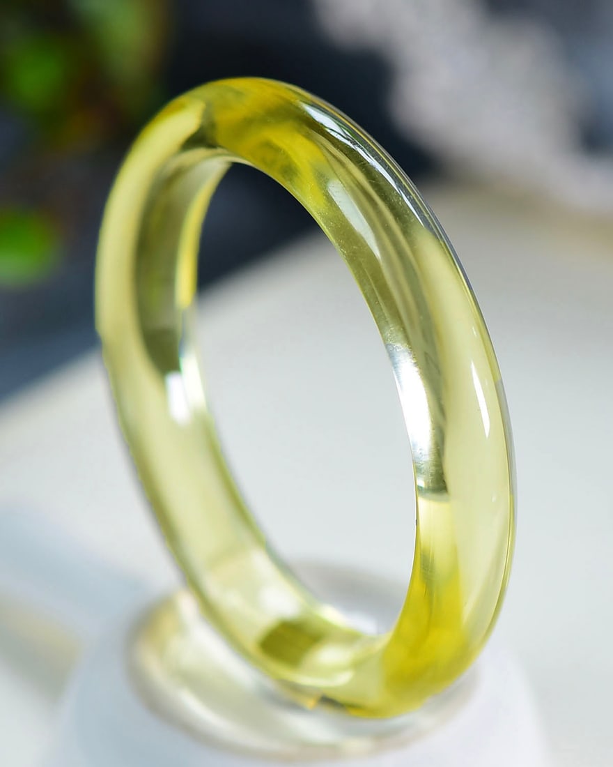 Inside Diameter 54.5mm Yellow Crystal Bracelet Bangle with Certificate - 5