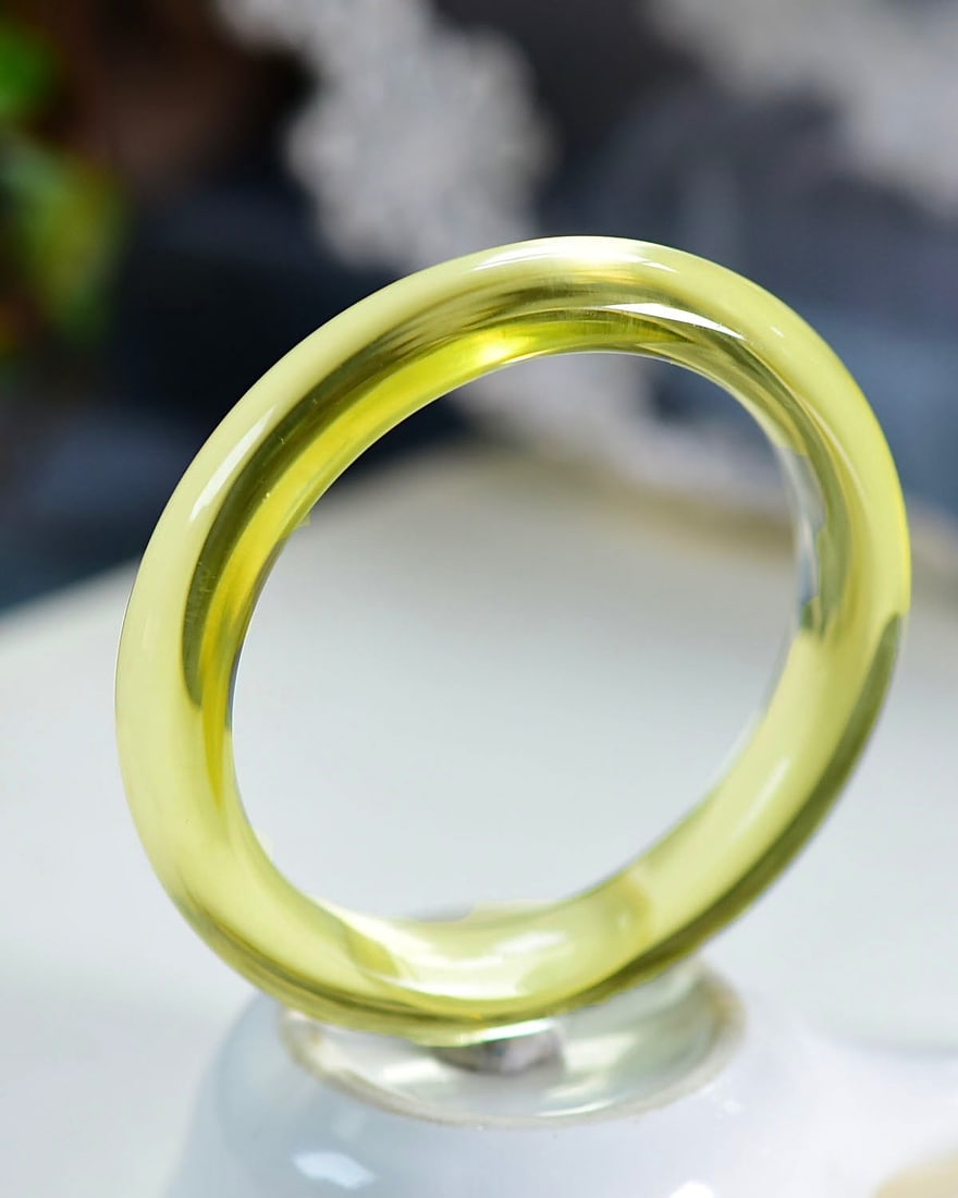 Inside Diameter 54.5mm Yellow Crystal Bracelet Bangle with Certificate - 6