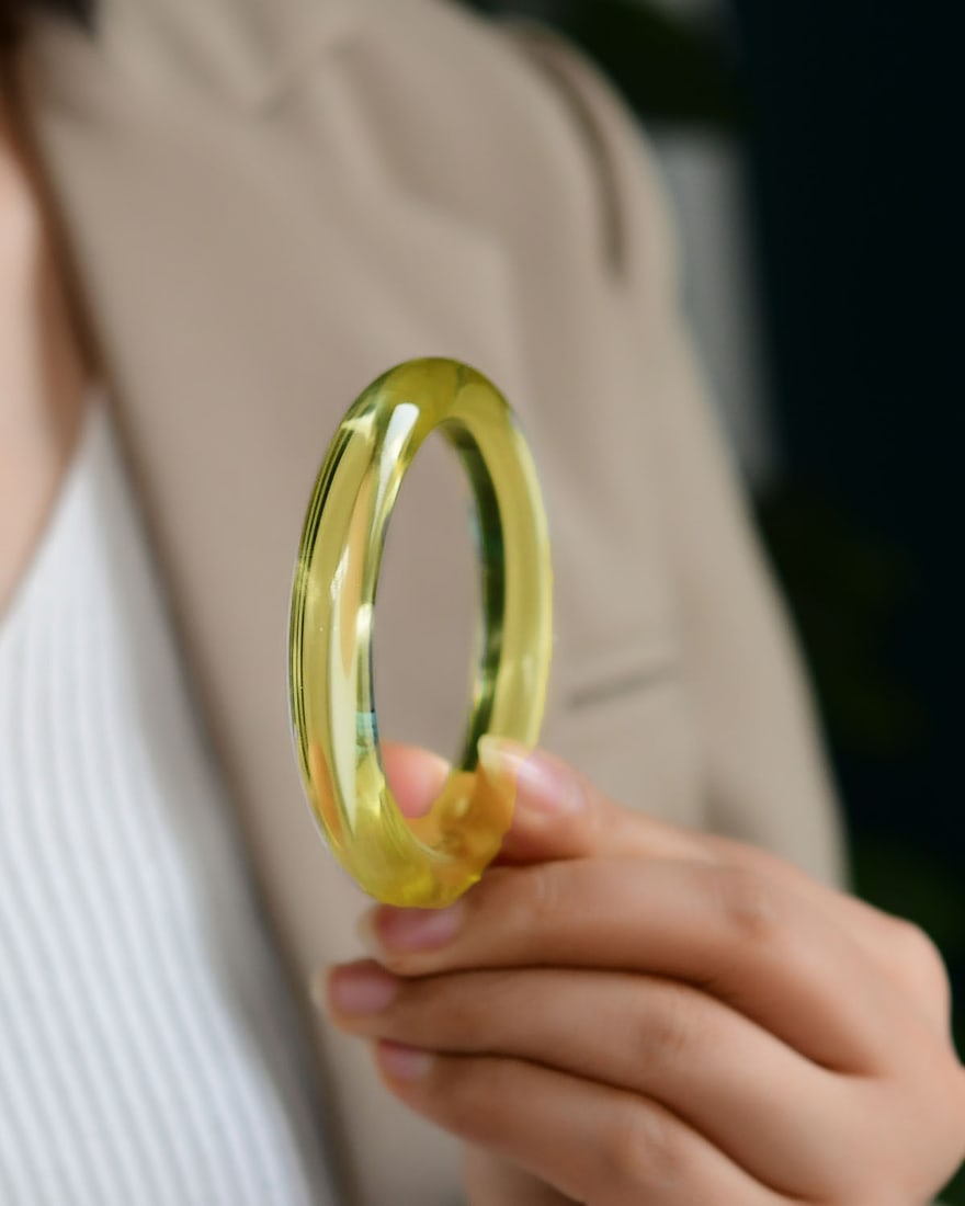 Inside Diameter 54.5mm Yellow Crystal Bracelet Bangle with Certificate - 7