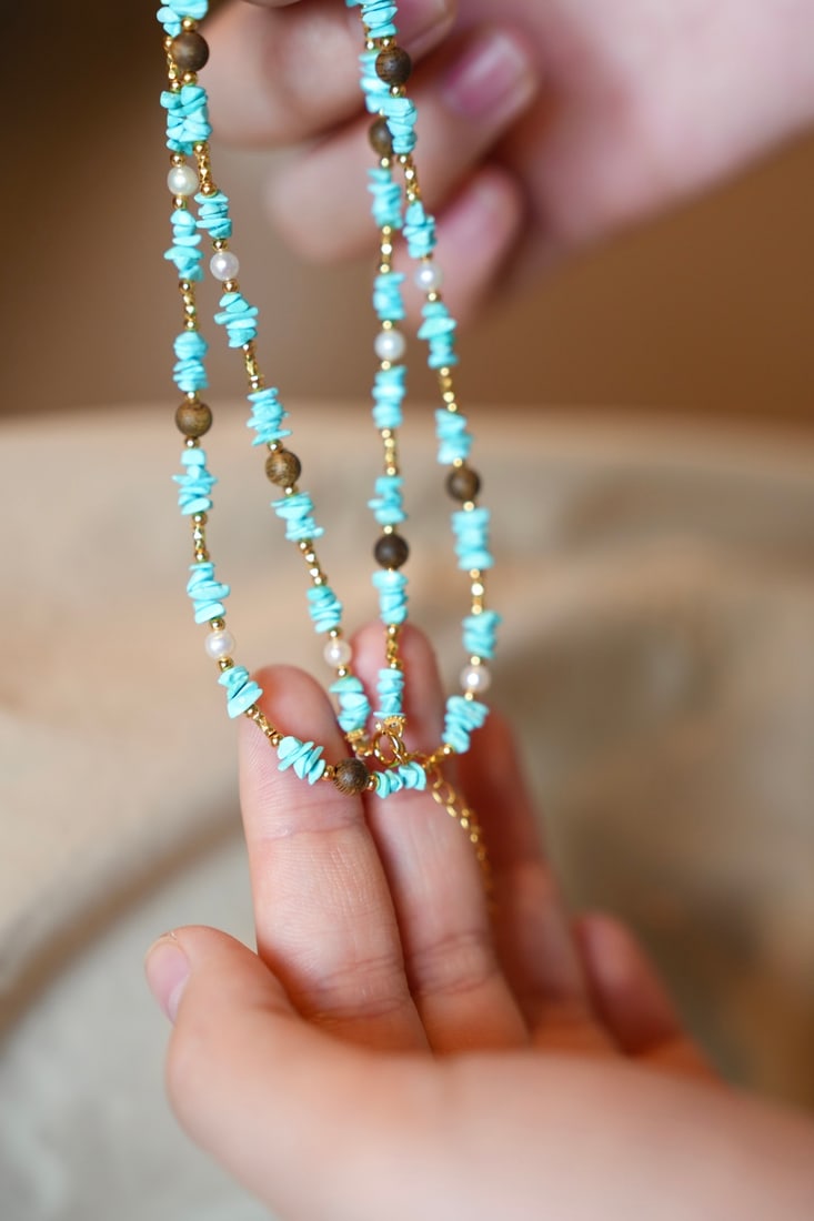 Turquoise,Chenxiang Wood Necklace - 3