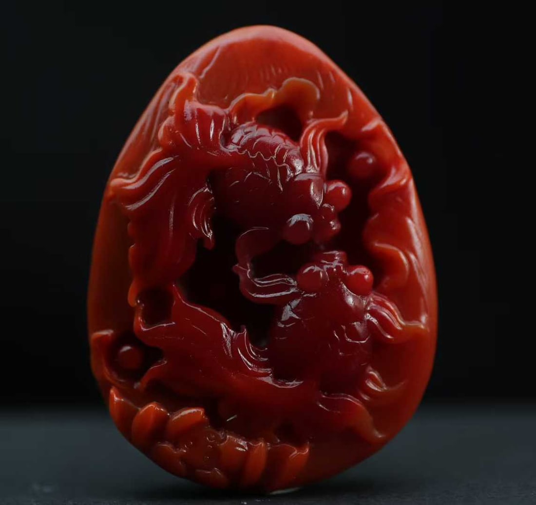 Natural Nanhong Agate Hand-Carved Goldfish Pendant with Certificate - 2