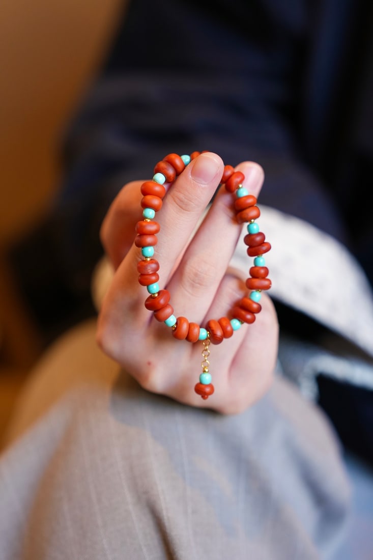 18K Gold,Nanhong Agate,Turquoise Bracelet Bangle - 2