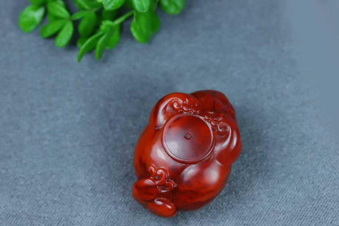Natural Nanhong Agate Pendant - Fortune Toad - 3