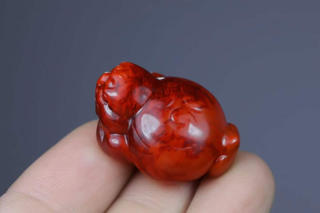 Natural Nanhong Agate Pendant - Fortune Toad - 4