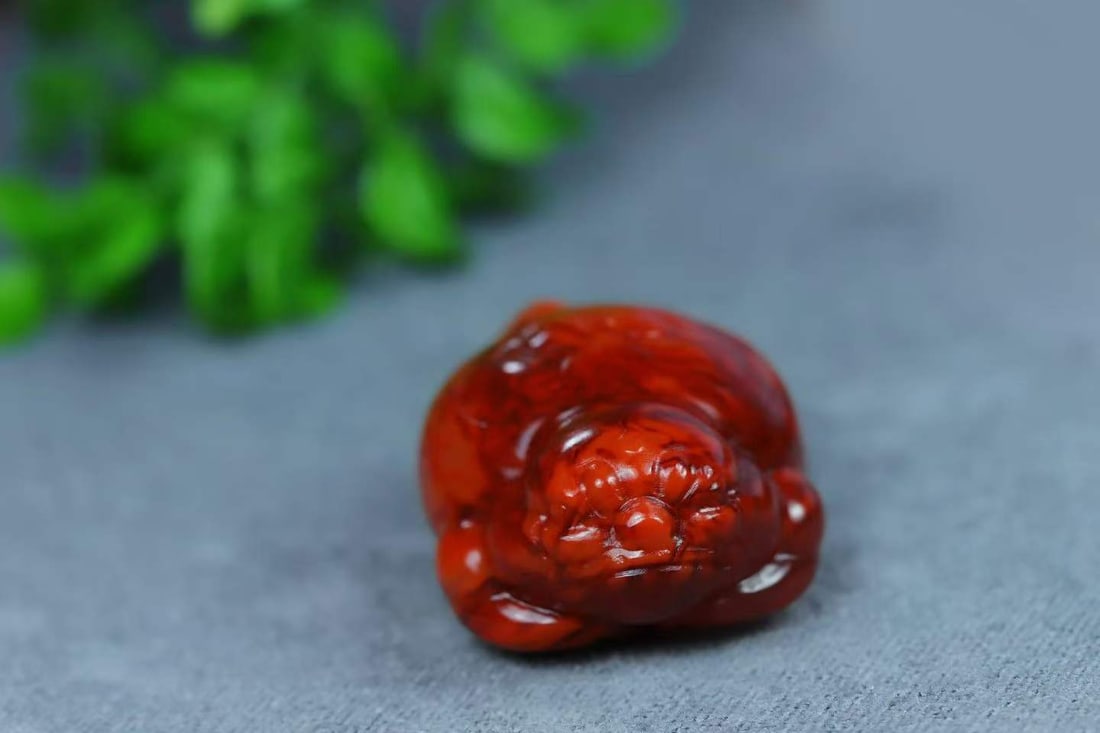 Natural Nanhong Agate Pendant - Fortune Toad - 5