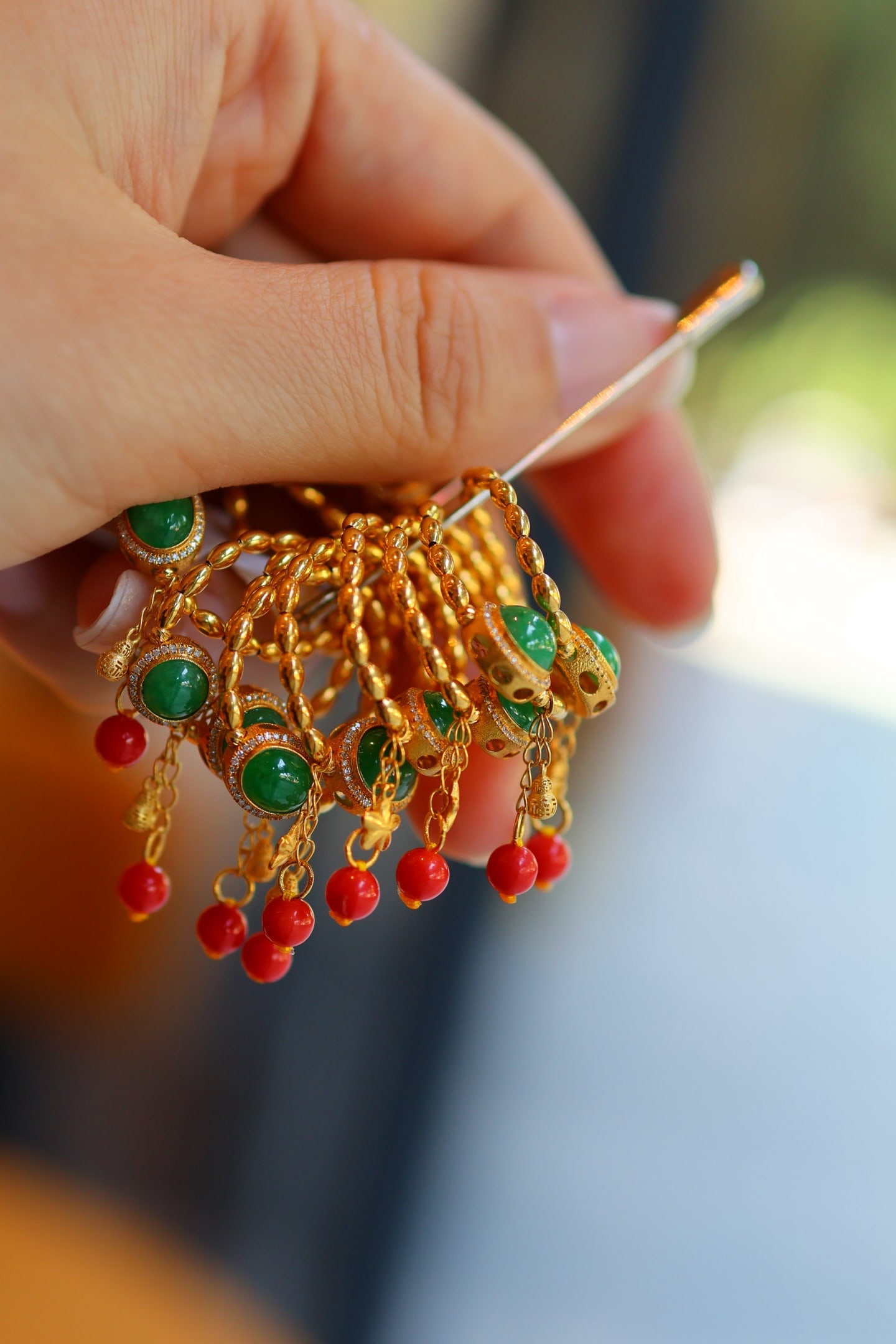 18K Gold Inlay Jadeite Ring - 4