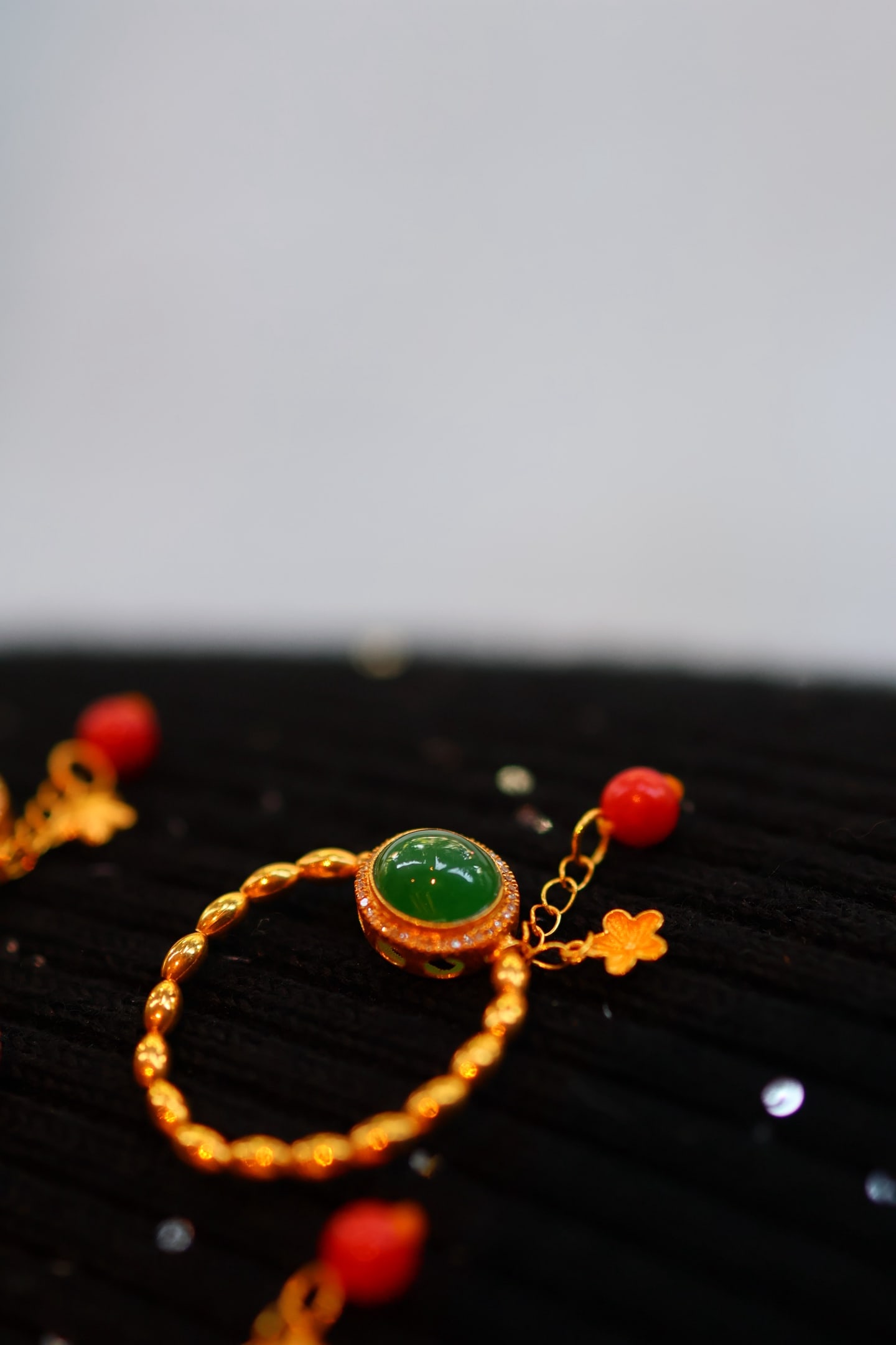 18K Gold Inlay Jadeite Ring - 7