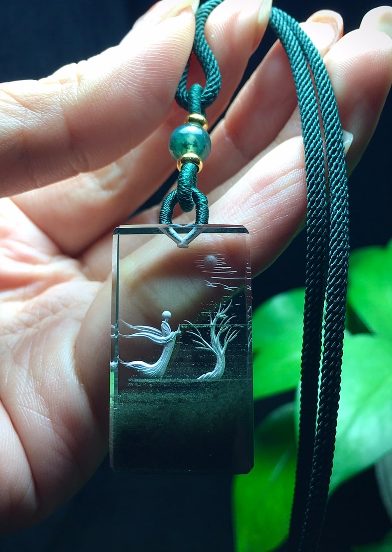 Natural Green Crystal Pendant - Buddha - 4