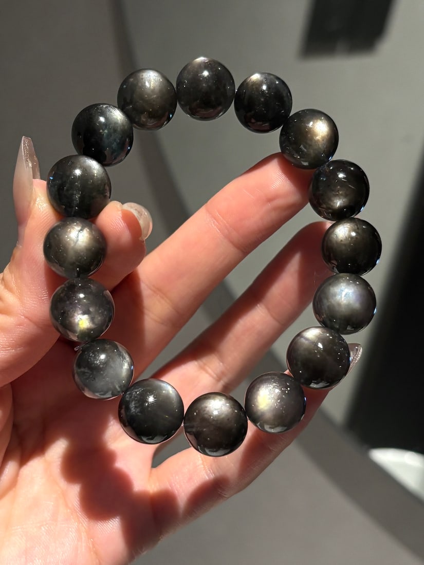 13.5mm Natural Aquamarine Beads Bracelet Bangle - 3