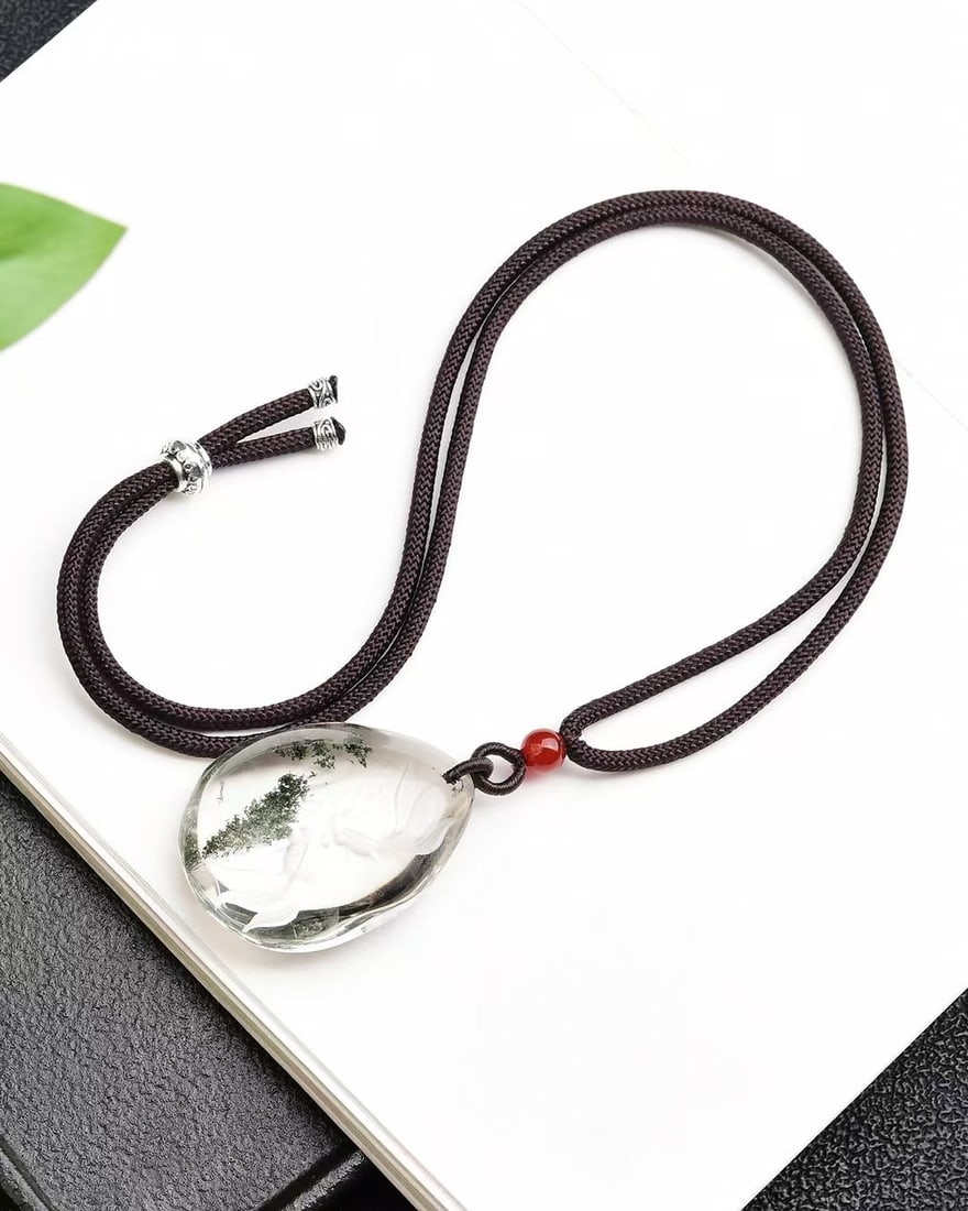 Crystal Hand-Carved Goldfish Pendant - 5