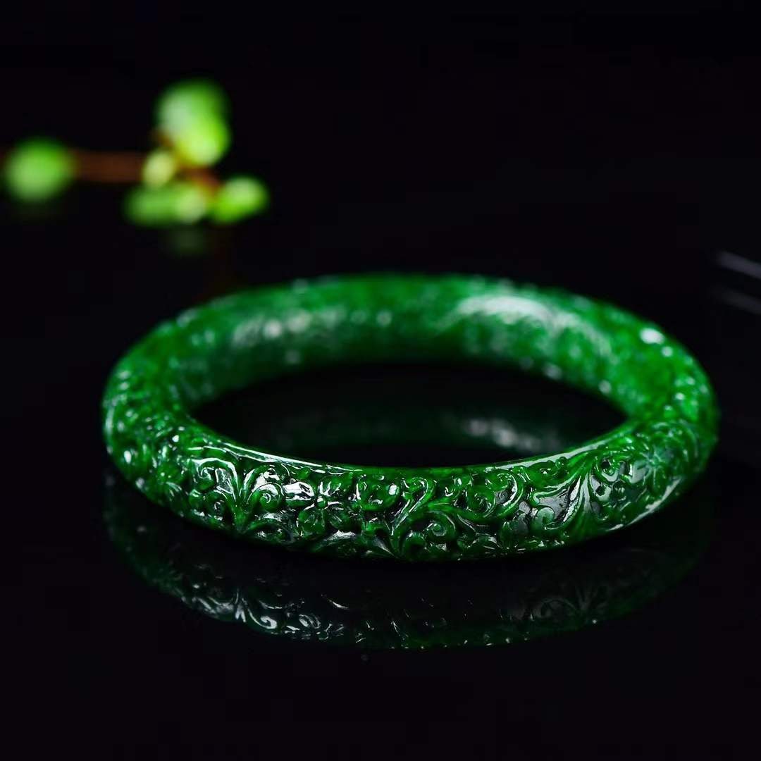 Inside Diameter 60mm Green Jadeite Bracelet Bangle with Certificate - 2