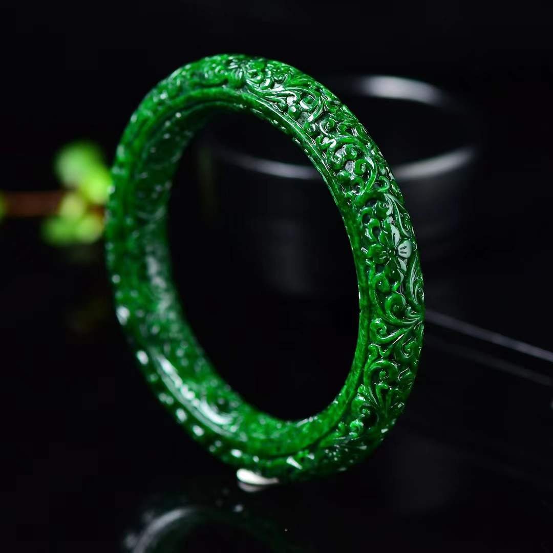 Inside Diameter 60mm Green Jadeite Bracelet Bangle with Certificate - 3