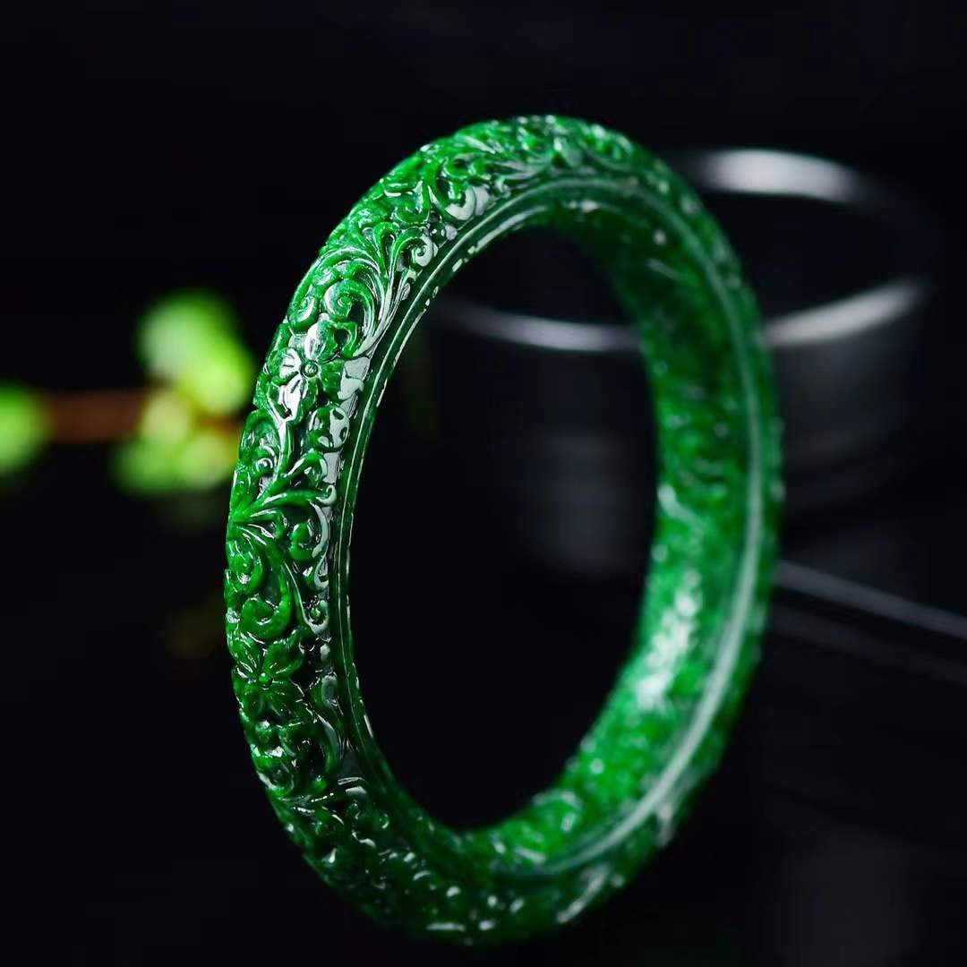 Inside Diameter 60mm Green Jadeite Bracelet Bangle with Certificate - 6