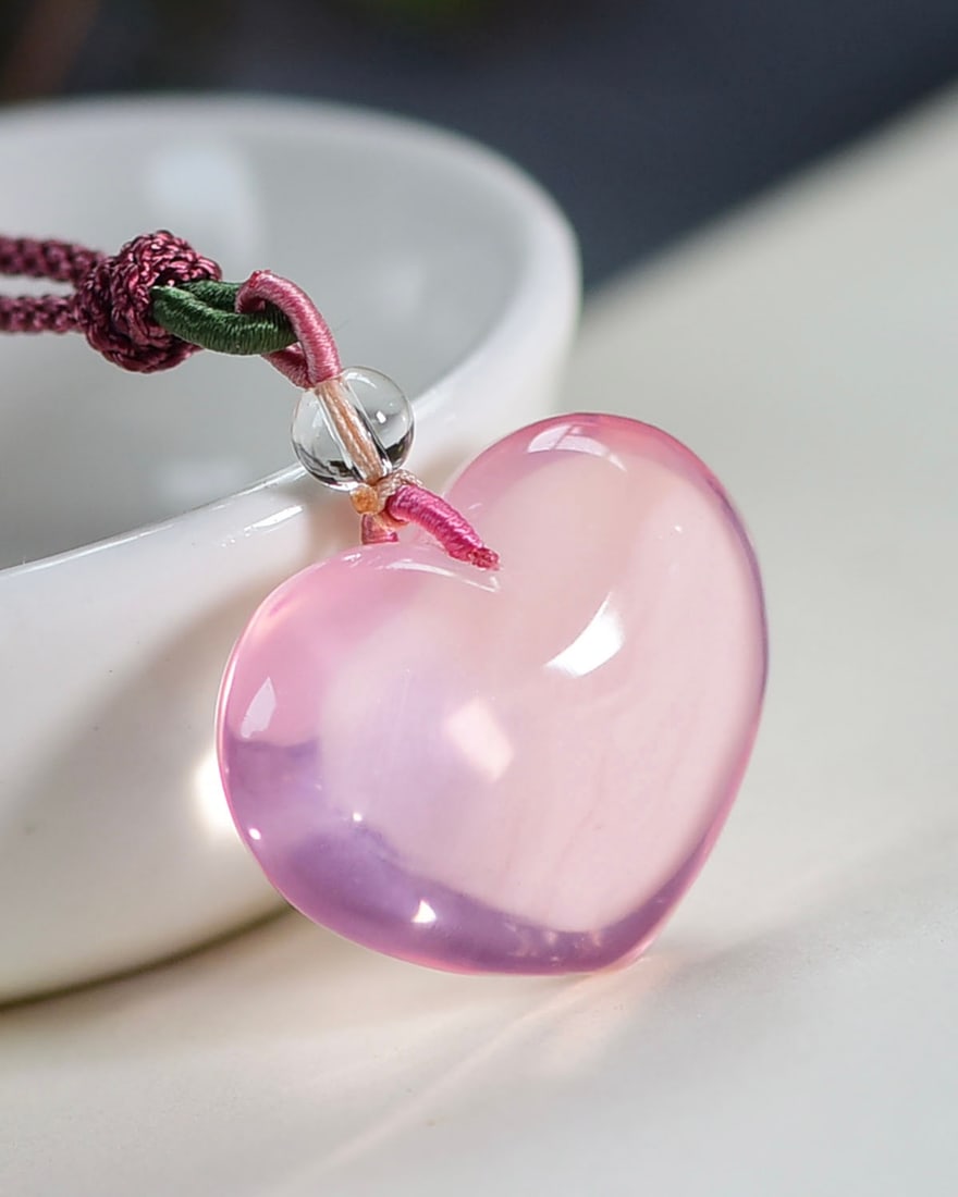 Pink Crystal Heart-shaped Pendant - 2
