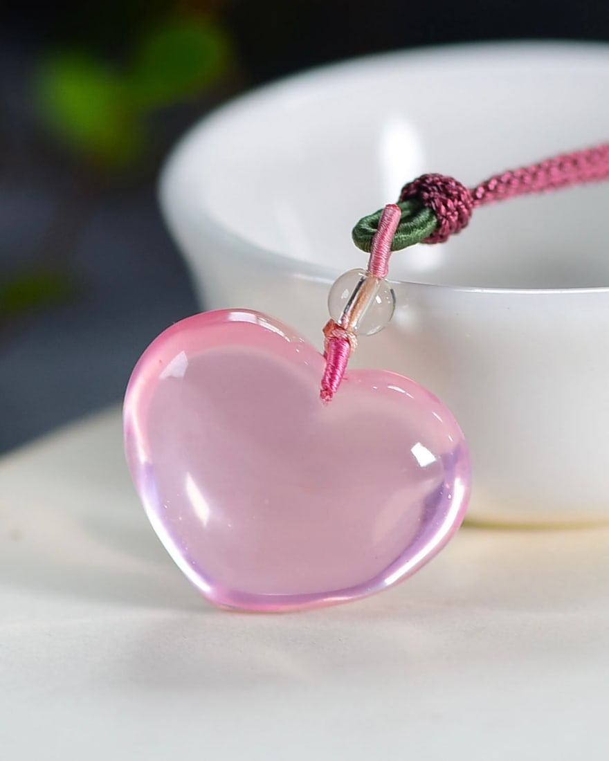 Pink Crystal Heart-shaped Pendant - 3