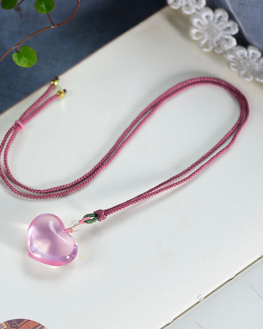Pink Crystal Heart-shaped Pendant - 5